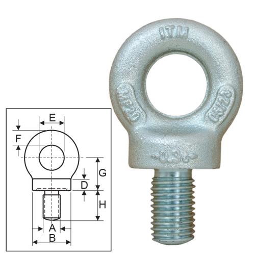 ITM Lifting Collared Eyebolt w/ Thread BS 4278-10mm-0.25T
