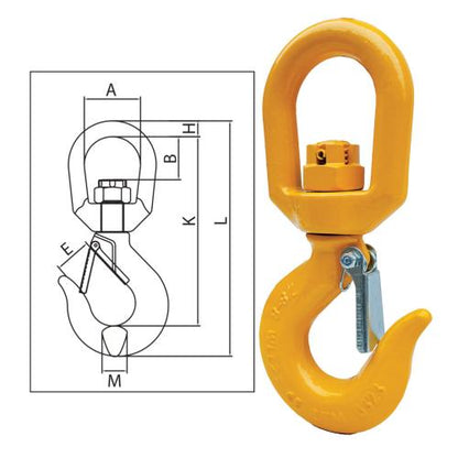 ITM G80 Eye Swivel Hook w/ Safety Latch-13mm Chain