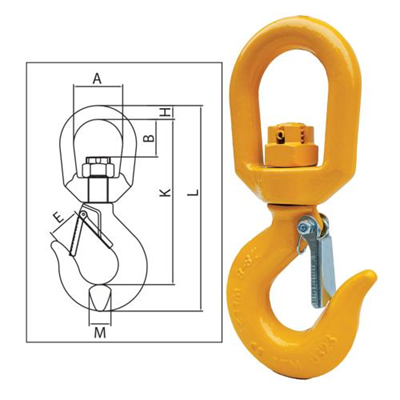 ITM G80 Eye Swivel Hook w/ Safety Latch-16mm Chain