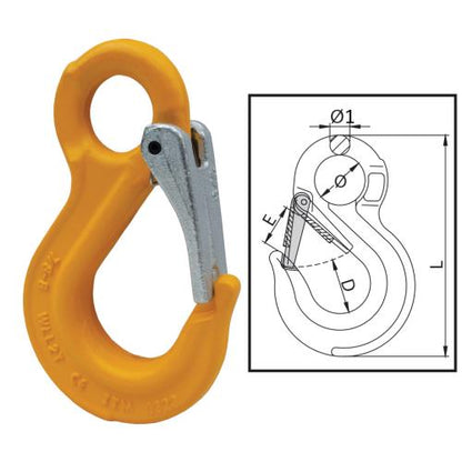 ITM G80 Components Eye Sling Hook w/ Safety Latch 6mm Chain