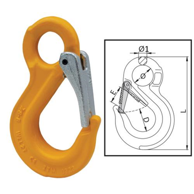 ITM G80 Components Eye Sling Hook w/ Safety Latch 13mm Chain