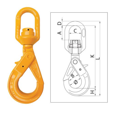 ITM G80 Eye Swivel Self Locking Hook - 10mm Chain