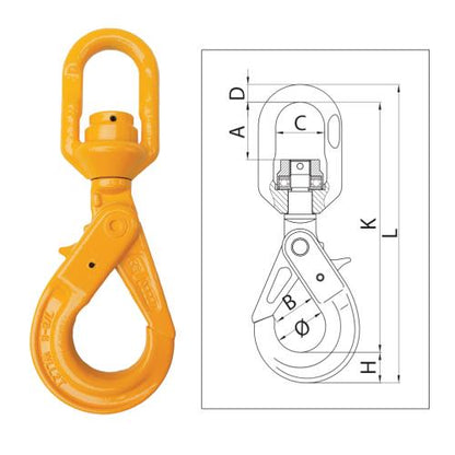ITM G80 Eye Swivel Self Locking Hook - 10mm Chain