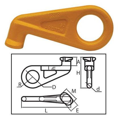 ITM G80 Eye Container Hook - Right 45 Degree