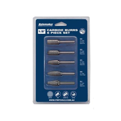 Holemaker 5pc Carbide Burr Set, Blister Pack