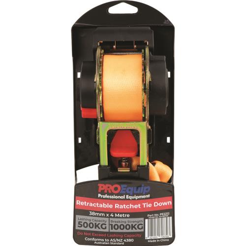 ProEquip Auto Ratchet Tie Down Strap 38mm x 4M LC500kg