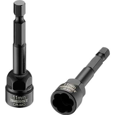 Teng 11mm 1/4in Hex Twist Extractor Cr-Mo