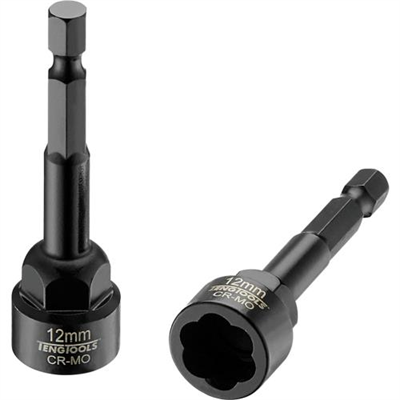 Teng 12mm 1/4in Hex Twist Extractor Cr-Mo