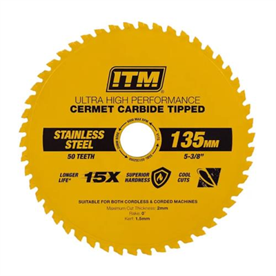 ITM 135mm SS Metal Cutting Blade Cermet Carbide Tipped 50T