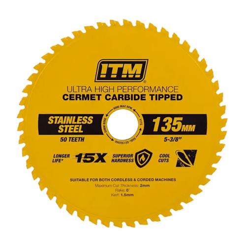 ITM 135mm SS Metal Cutting Blade Cermet Carbide Tipped 50T