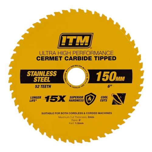 ITM 150mm SS Metal Cutting Blade Cermet Carbide Tipped 52T