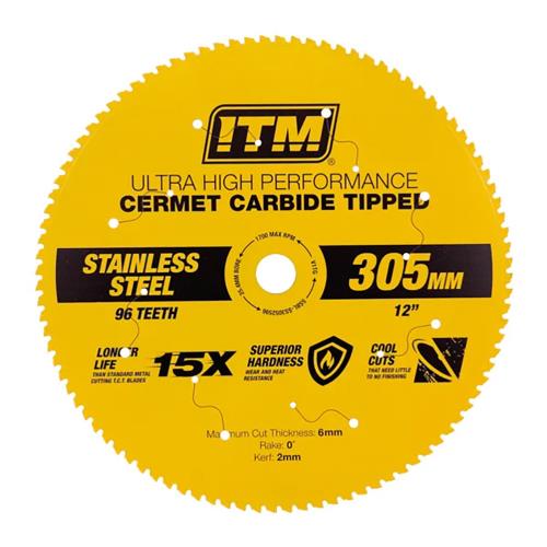 ITM 305mm SS Metal Cutting Blade Cermet Carbide Tipped 96T