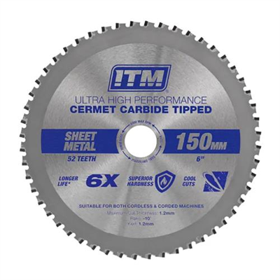 ITM 150mm Sheet Metal Cutting Blade Cermet CarbideTipped 52T