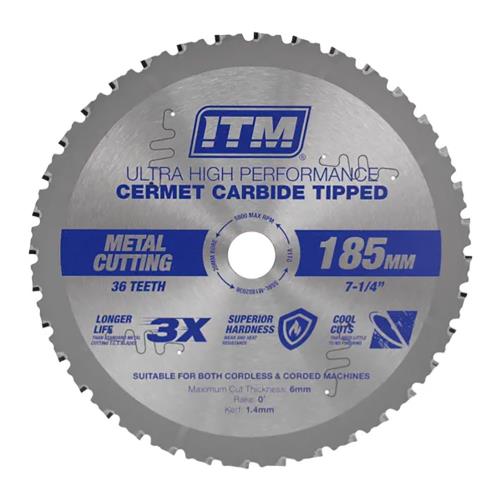 ITM 185mm Metal Cutting Blade Cermet Carbide Tipped 36T