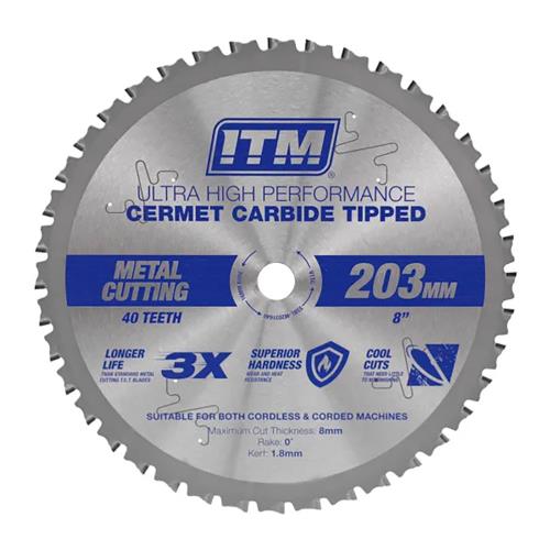 ITM 203mm Metal Cutting Blade Cermet Carbide Tipped 40T