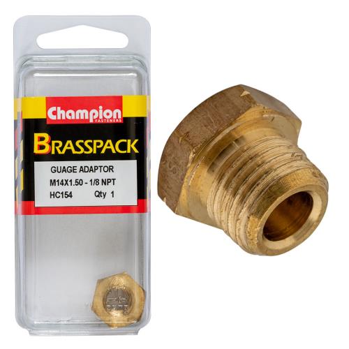 Champion Brass Gauge Adaptor M14x1.50 Male to 1/8 NPT Female