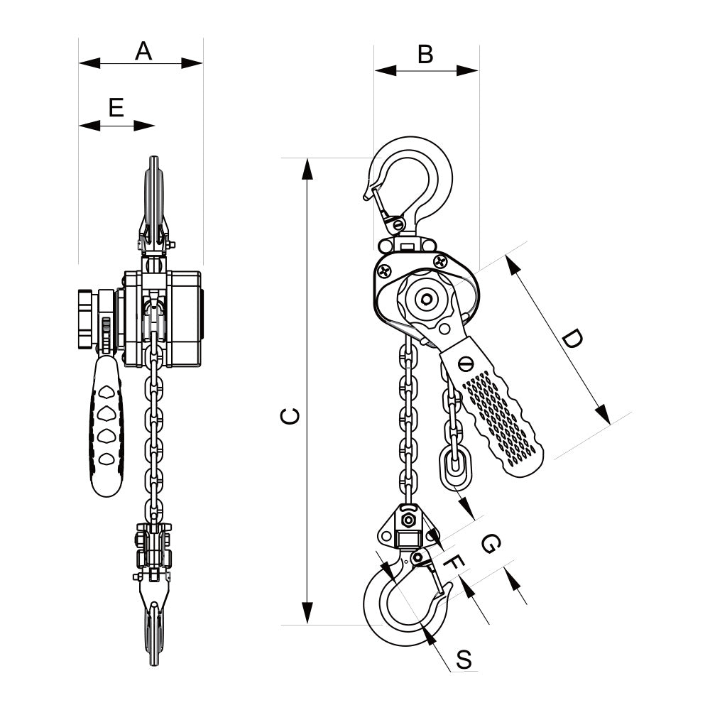 ITM Lever Hoist-Mini-250 kg-1.5 Meter Lift