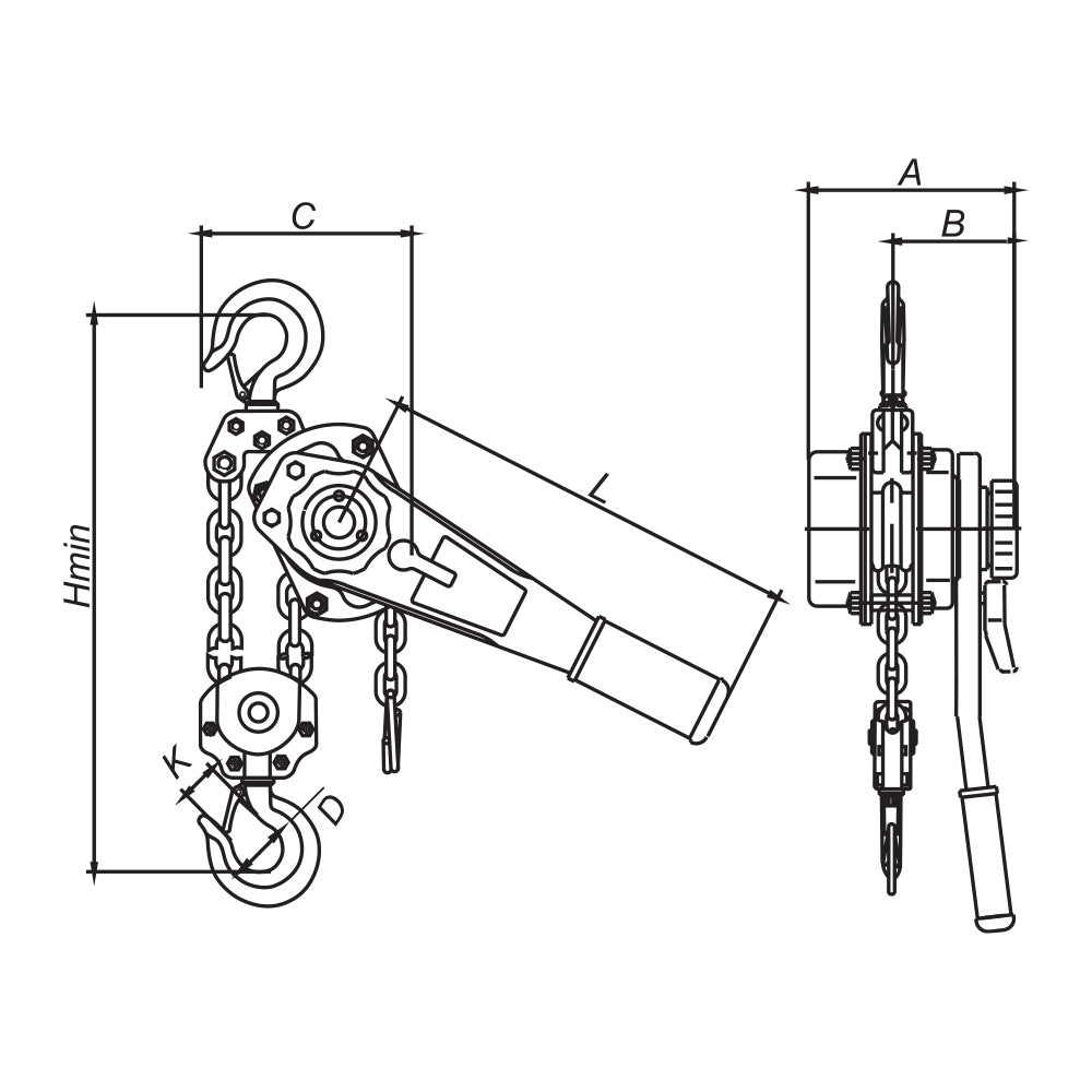 ITM Lever Hoist-Heavy Duty-6 Ton-1.5 Meter Lift