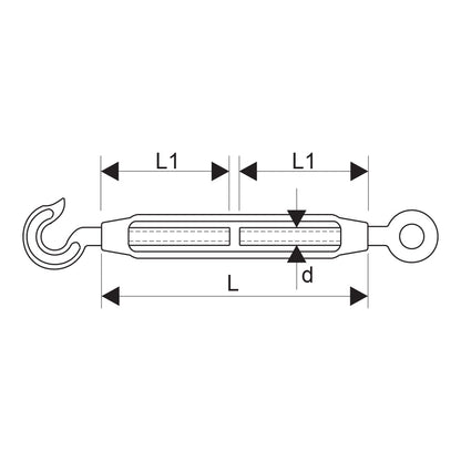 ITM Turnbuckle-Galvanised Commercial-Hook & Eye-22mm