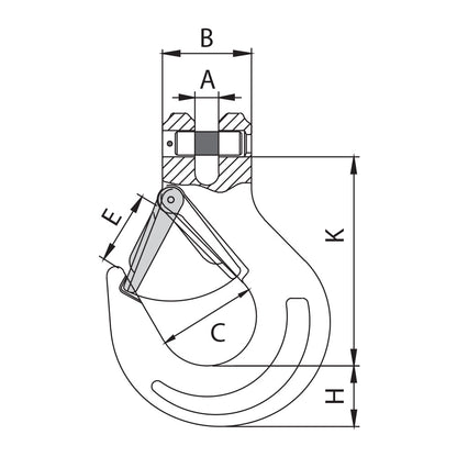ITM G80 Clevis Sling Hook w/ Safety Latch-7-8mm Chain