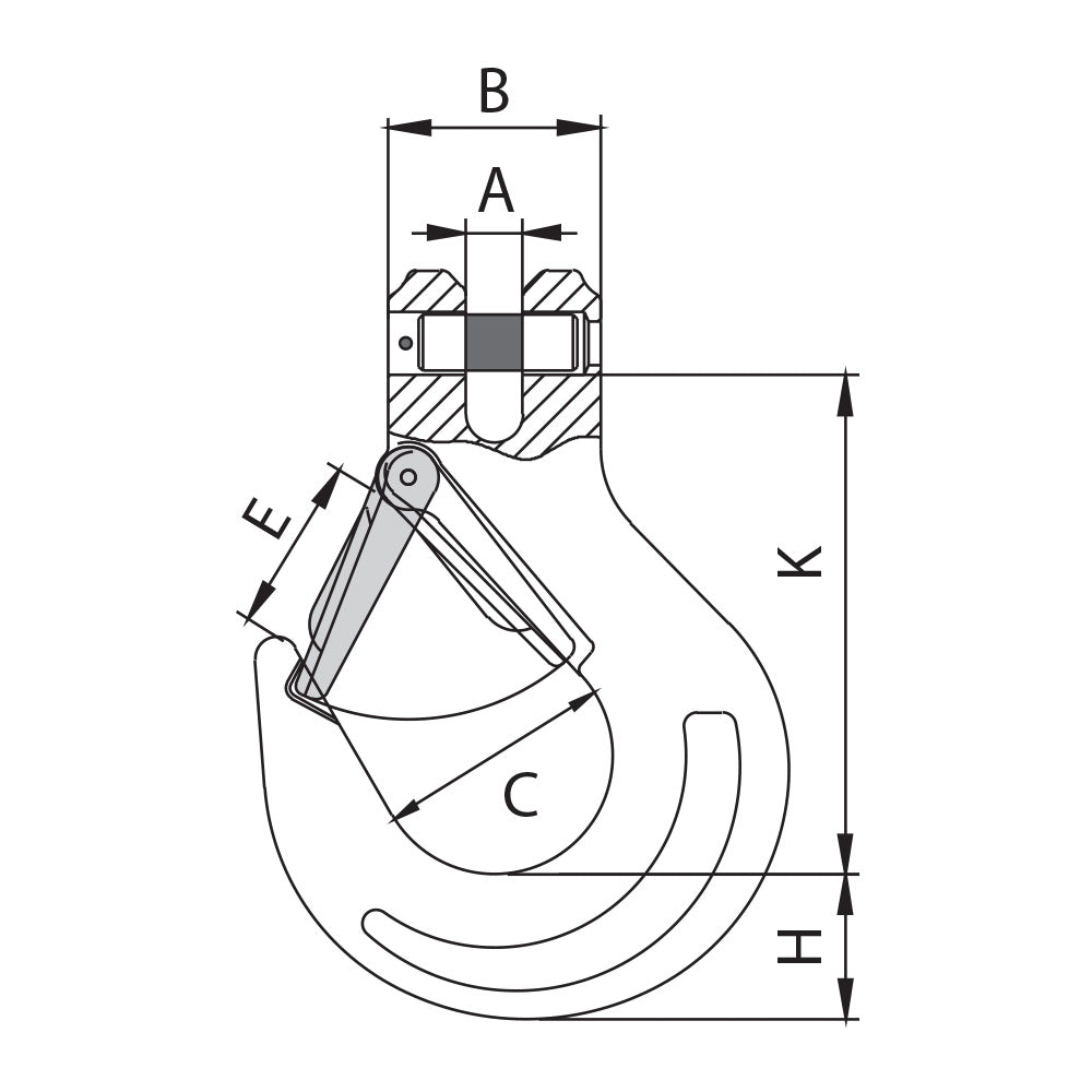 ITM G80 Clevis Sling Hook w/ Safety Latch-22mm Chain