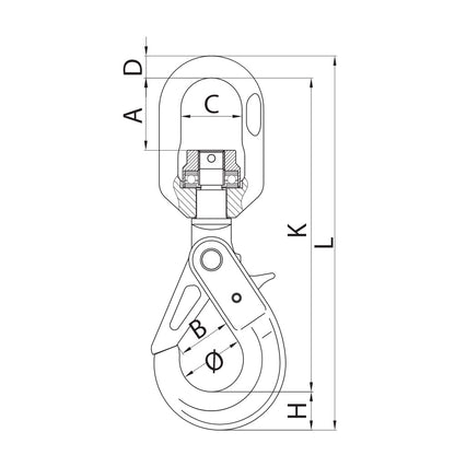 ITM G80 Eye Swivel Self Locking Hook - 6mm Chain