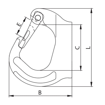 ITM G80 Weld - On Safety Excavator Hook - 1 Ton
