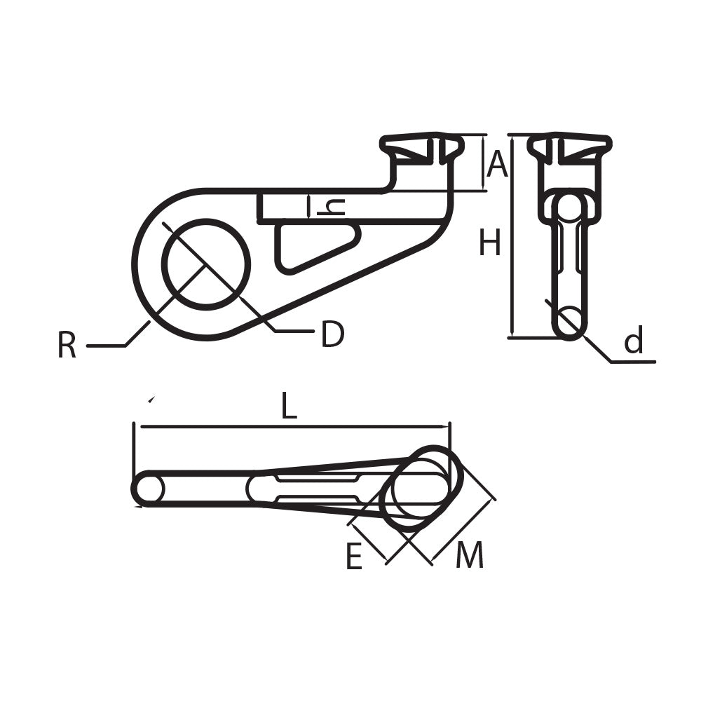 ITM G80 Eye Container Hook - Left 45 Degree