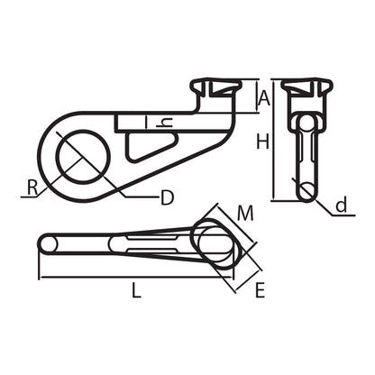 ITM G80 Eye Container Hook - Right 45 Degree