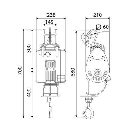 ITM Electric Wire Hoist 360kg 60M Lift