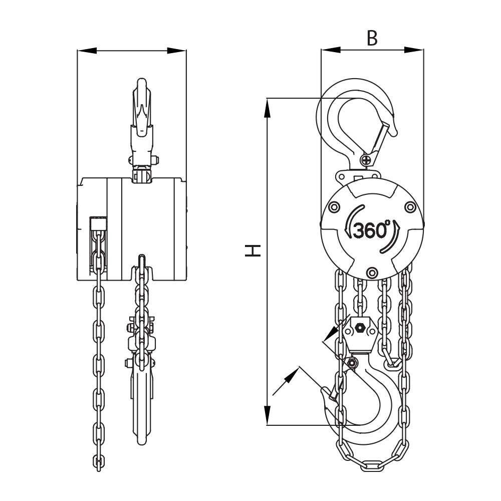 ITM Chain Block, Aluminium 360 Degree, 250kg, 3M Lift