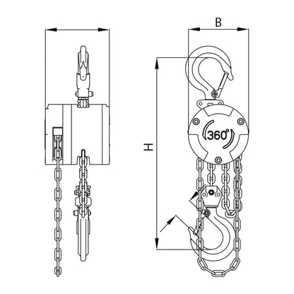 ITM Chain Block, Aluminium 360 Degree, 250kg, 3M Lift