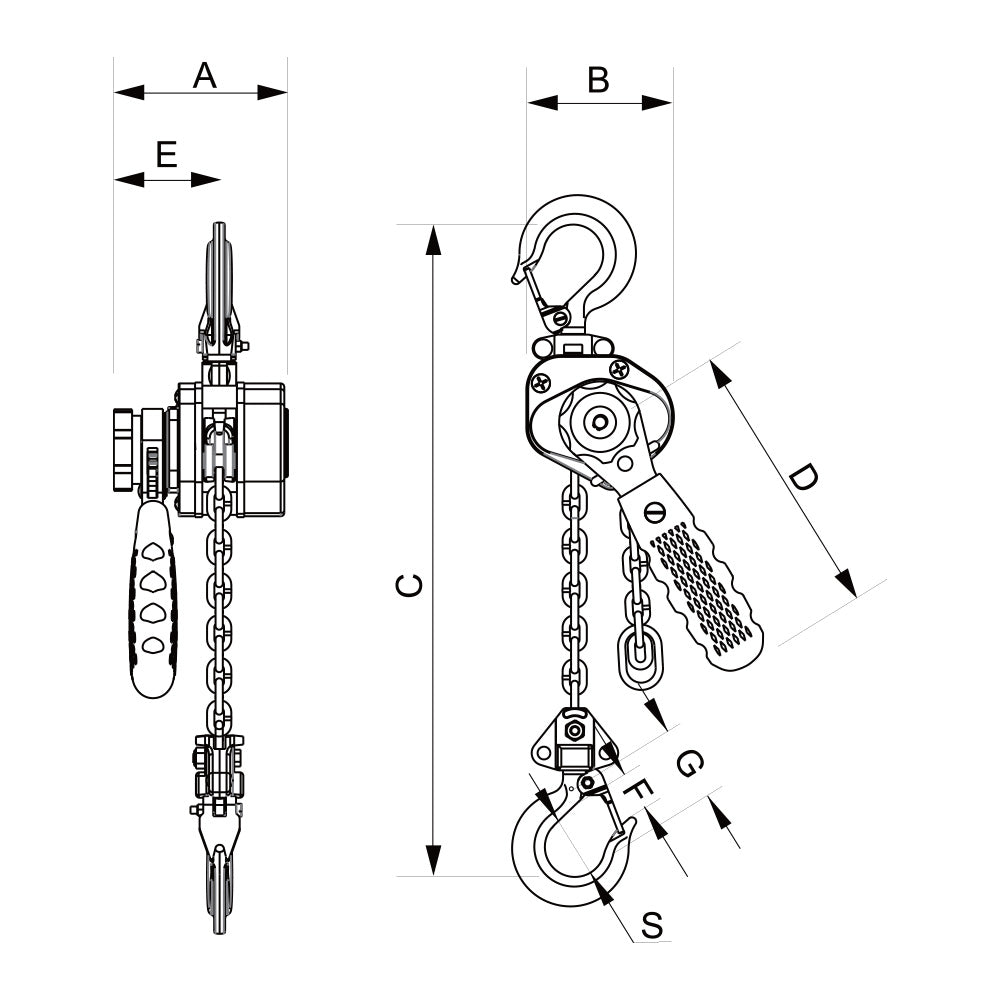 ITM Lever Hoist-Mini-500 kg-1.5 Meter Lift