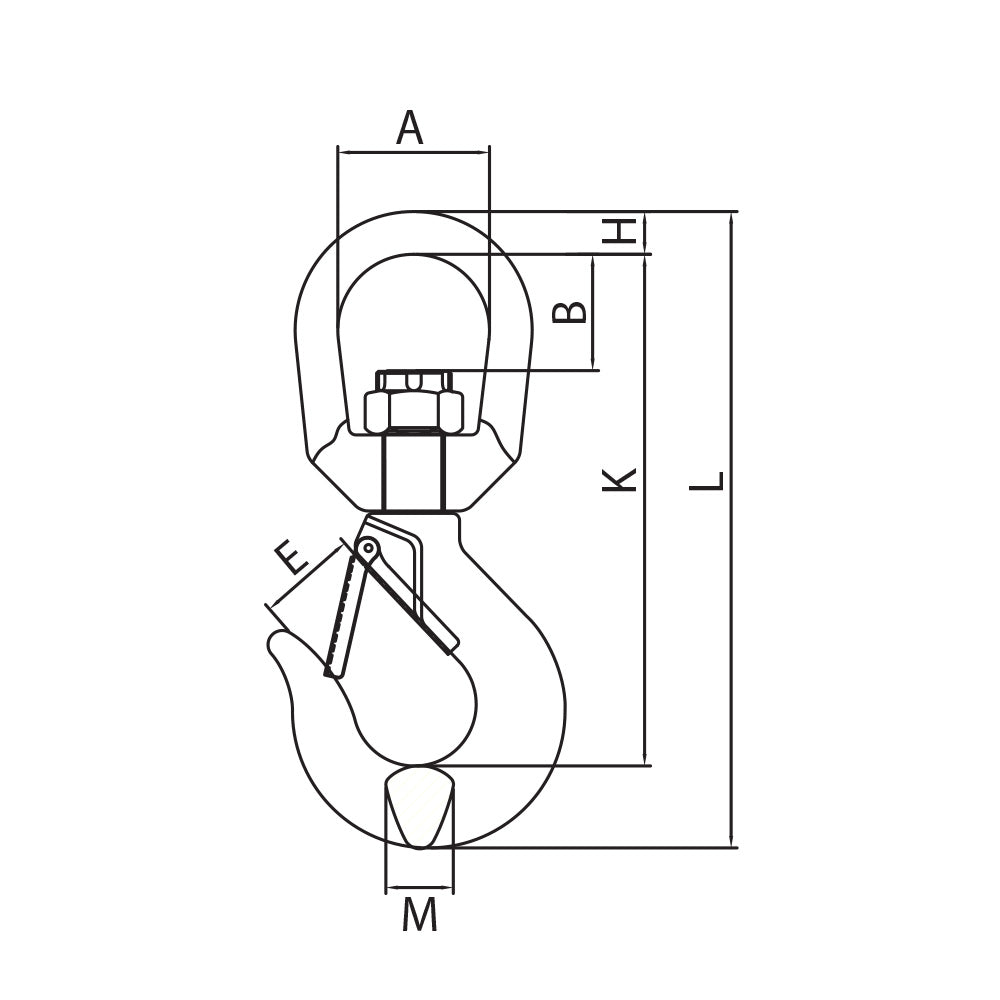 ITM G80 Eye Swivel Hook w/ Safety Latch-7-8mm Chain