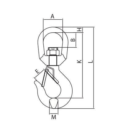 ITM G80 Eye Swivel Hook w/ Safety Latch-13mm Chain