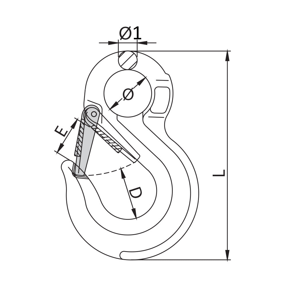 ITM G80 Components Eye Sling Hook w/ Safety Latch 13mm Chain