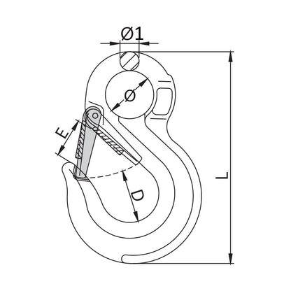 ITM G80 Components Eye Sling Hook w/ Safety Latch 26mm Chain