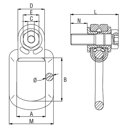 ITM G80 Lifting Point-Mega Eye Bolt-M8-0.3 T
