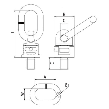 ITM G80 Lifting Point-Oblong Eye Bolt-M12-1 T